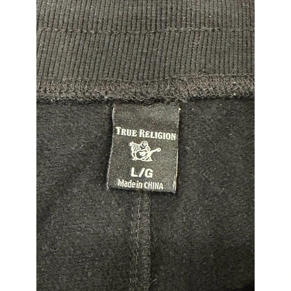True Religion Men's Relaxed Fit Sweat Shorts Size Large‎ Black Shorts